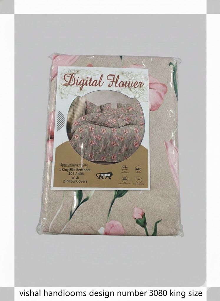 Vishal Handlooms - Digital flower king size bed sheet